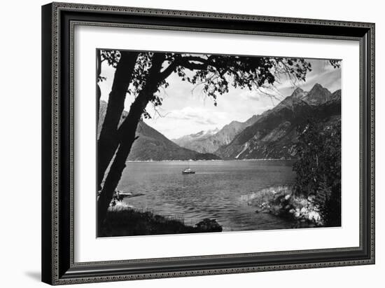 Skagway, Alaska Harbor with Fishing Boat Photograph - Skagway, AK-Lantern Press-Framed Art Print