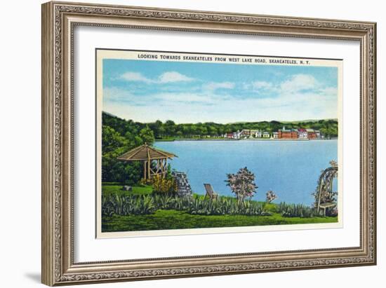 Skaneateles, New York - View of Town from West Lake Road-Lantern Press-Framed Art Print