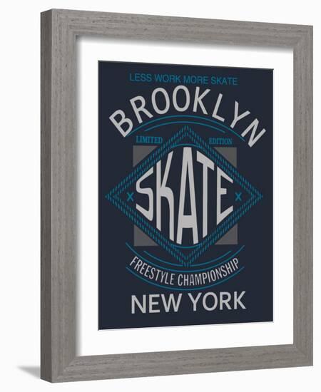 Skate Board Typography, T-Shirt Graphics, Vectors-braingraph-Framed Art Print