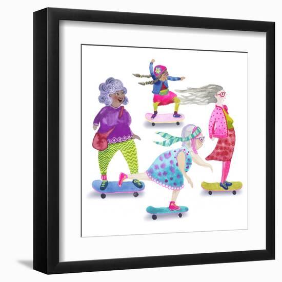 Skateboard Grandmas-Kerstin Stock-Framed Art Print