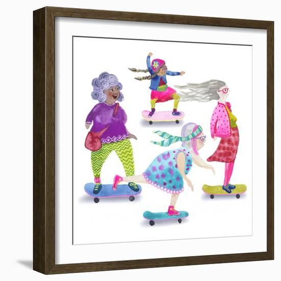 Skateboard Grandmas-Kerstin Stock-Framed Art Print