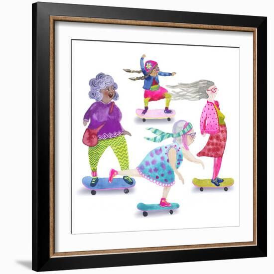 Skateboard Grandmas-Kerstin Stock-Framed Art Print