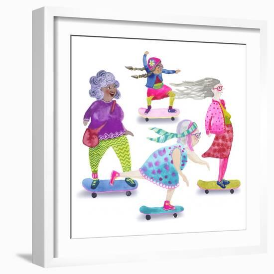 Skateboard Grandmas-Kerstin Stock-Framed Art Print