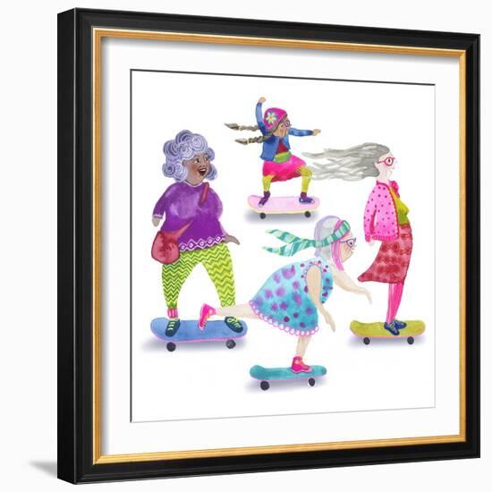 Skateboard Grandmas-Kerstin Stock-Framed Art Print