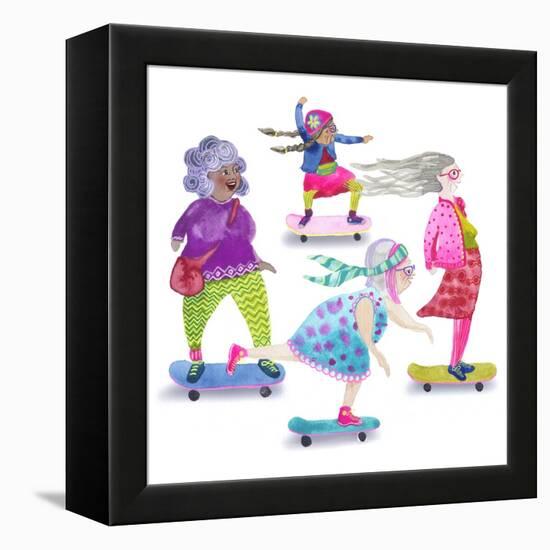 Skateboard Grandmas-Kerstin Stock-Framed Stretched Canvas