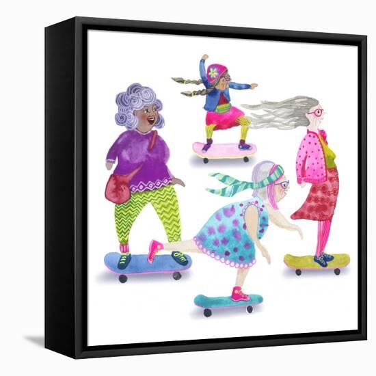 Skateboard Grandmas-Kerstin Stock-Framed Stretched Canvas