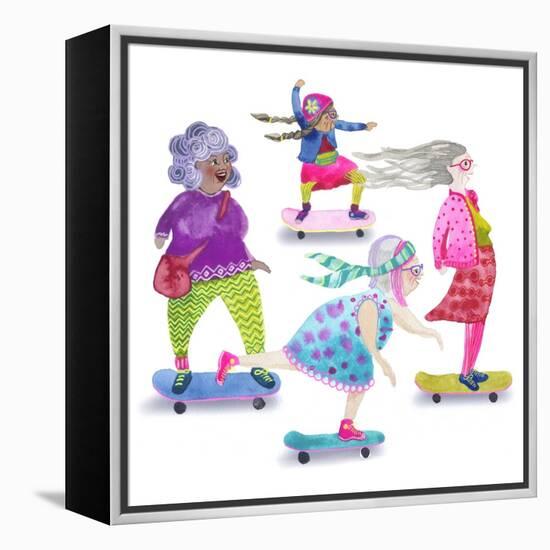 Skateboard Grandmas-Kerstin Stock-Framed Stretched Canvas