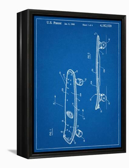 Skateboard Patent 1980-null-Framed Stretched Canvas