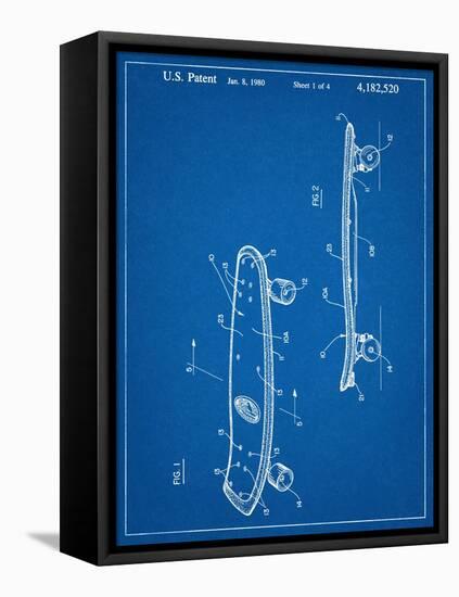 Skateboard Patent 1980-null-Framed Stretched Canvas