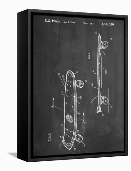 Skateboard Patent 1980-null-Framed Stretched Canvas