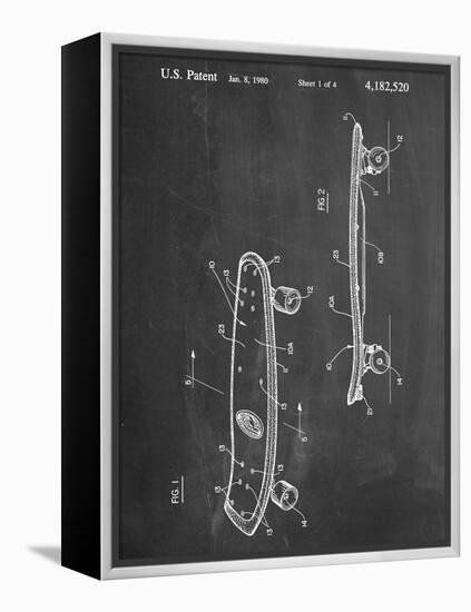 Skateboard Patent 1980-null-Framed Stretched Canvas