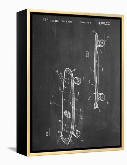 Skateboard Patent 1980-null-Framed Stretched Canvas