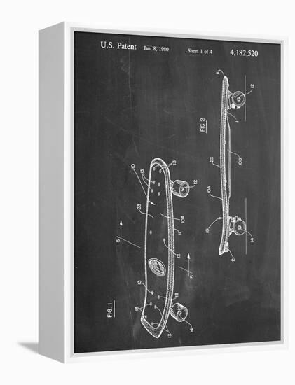 Skateboard Patent 1980-null-Framed Stretched Canvas