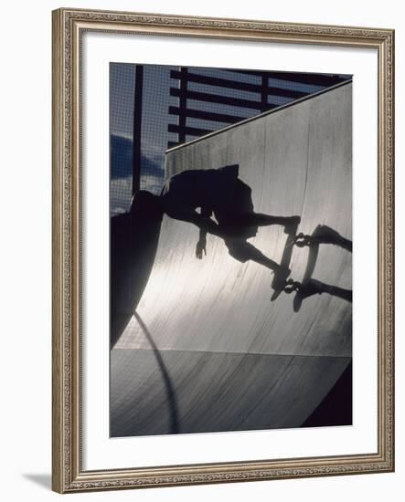 Skateboarder in Action on the Vert-null-Framed Photographic Print