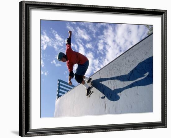 Skateboarder in Action on the Vert-null-Framed Photographic Print