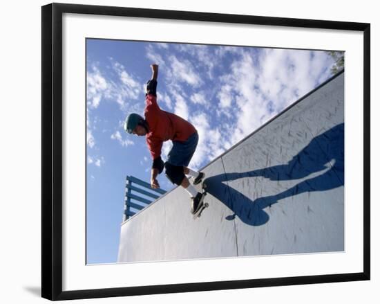 Skateboarder in Action on the Vert-null-Framed Photographic Print