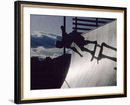 Skateboarder in Action on the Vert-null-Framed Photographic Print