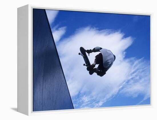 Skateboarder in Action over the Vert-null-Framed Premier Image Canvas