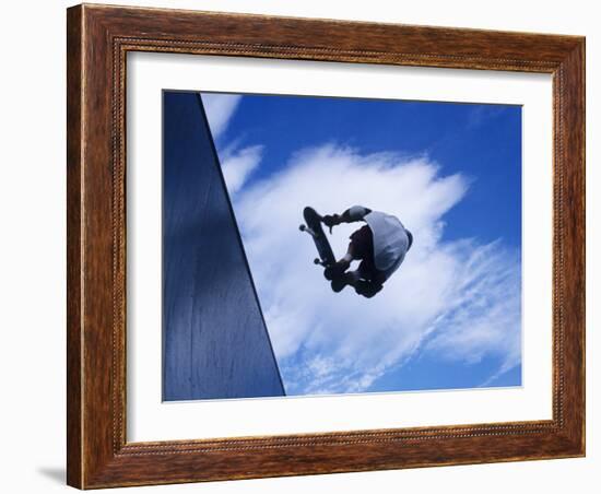 Skateboarder in Action over the Vert-null-Framed Photographic Print