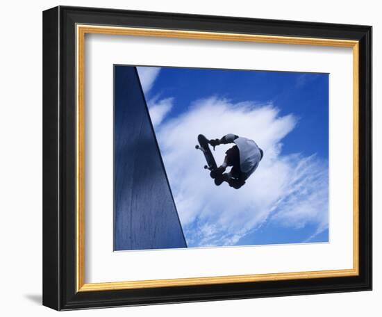 Skateboarder in Action over the Vert-null-Framed Photographic Print