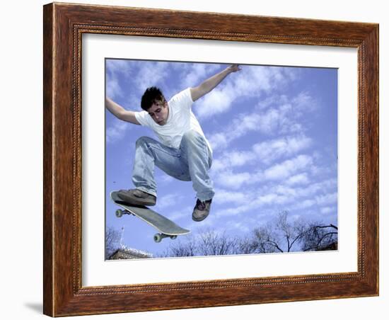 Skateboarder in Midair-null-Framed Photographic Print