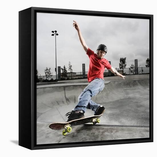 Skateboarder Performing Tricks-null-Framed Premier Image Canvas