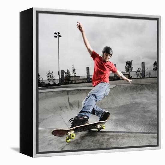 Skateboarder Performing Tricks-null-Framed Premier Image Canvas