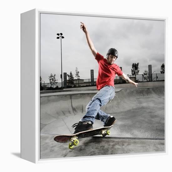 Skateboarder Performing Tricks-null-Framed Premier Image Canvas