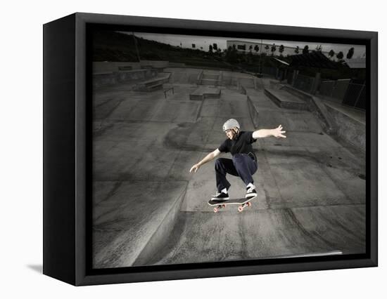 Skateboarder Performing Tricks-null-Framed Premier Image Canvas