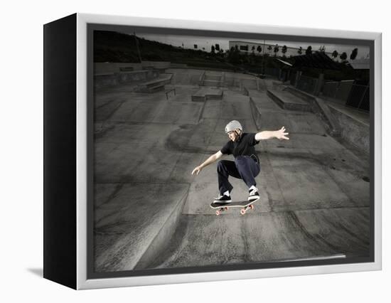 Skateboarder Performing Tricks-null-Framed Premier Image Canvas