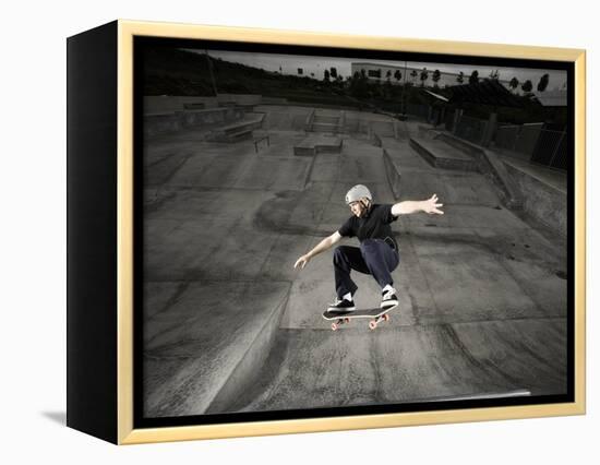 Skateboarder Performing Tricks-null-Framed Premier Image Canvas