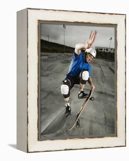 Skateboarder Performing Tricks-null-Framed Premier Image Canvas