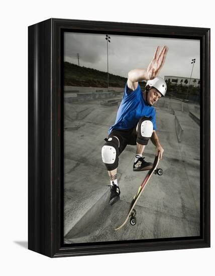 Skateboarder Performing Tricks-null-Framed Premier Image Canvas