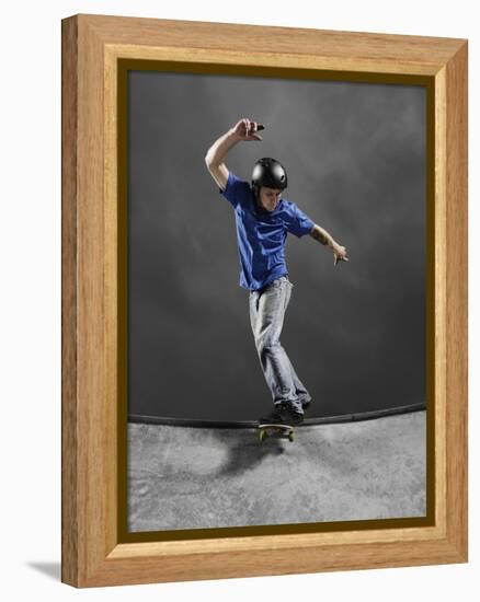 Skateboarder Performing Tricks-null-Framed Premier Image Canvas