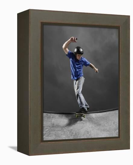 Skateboarder Performing Tricks-null-Framed Premier Image Canvas