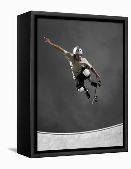 Skateboarder Performing Tricks-null-Framed Premier Image Canvas