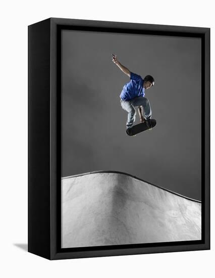 Skateboarder Performing Tricks-null-Framed Premier Image Canvas