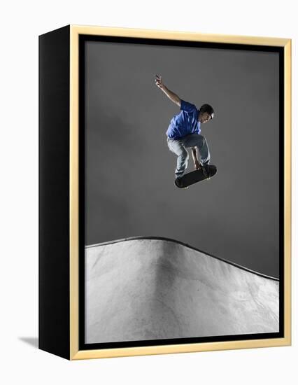 Skateboarder Performing Tricks-null-Framed Premier Image Canvas