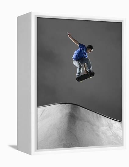 Skateboarder Performing Tricks-null-Framed Premier Image Canvas