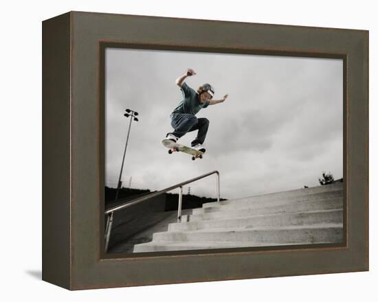 Skateboarder Performing Tricks-null-Framed Premier Image Canvas