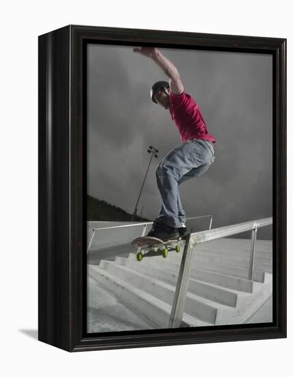 Skateboarder Performing Tricks-null-Framed Premier Image Canvas