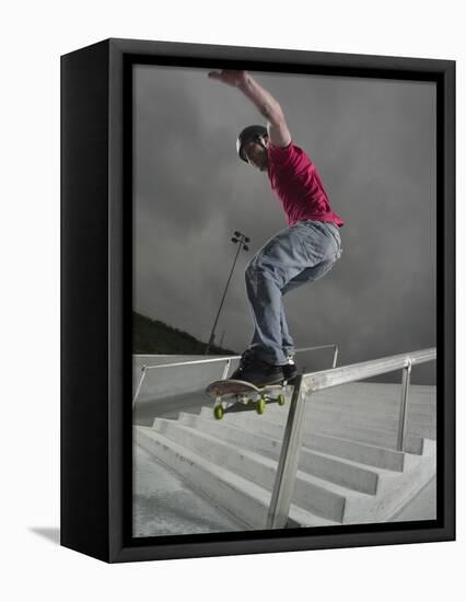 Skateboarder Performing Tricks-null-Framed Premier Image Canvas