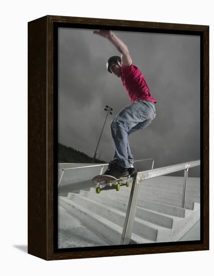 Skateboarder Performing Tricks-null-Framed Premier Image Canvas