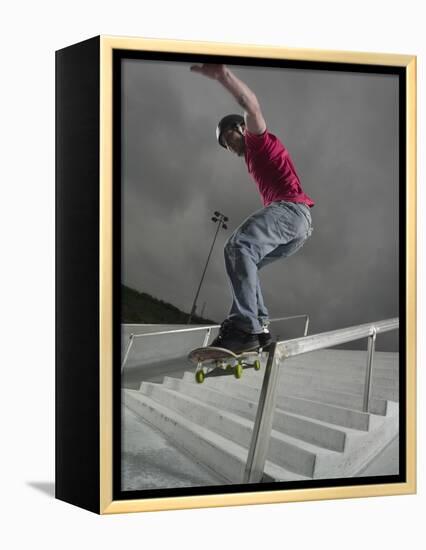 Skateboarder Performing Tricks-null-Framed Premier Image Canvas