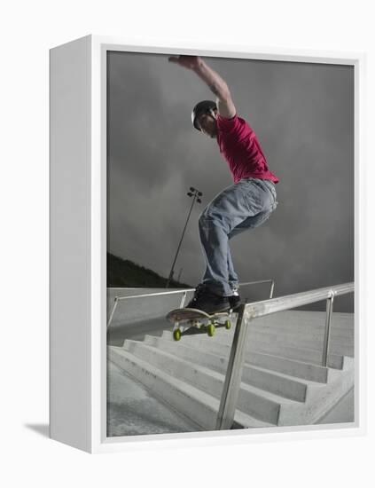 Skateboarder Performing Tricks-null-Framed Premier Image Canvas