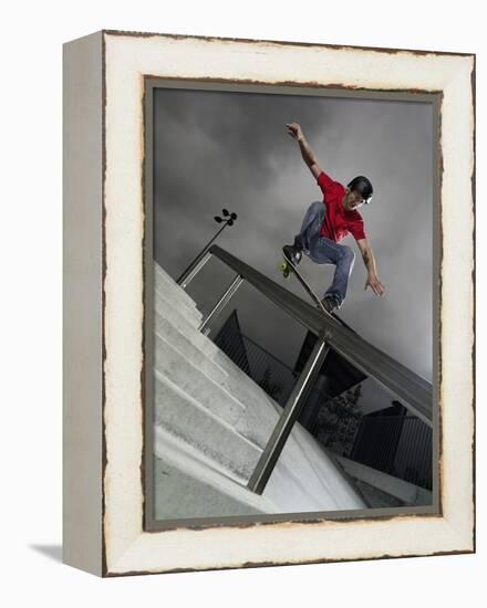 Skateboarder Performing Tricks-null-Framed Premier Image Canvas