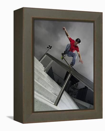 Skateboarder Performing Tricks-null-Framed Premier Image Canvas