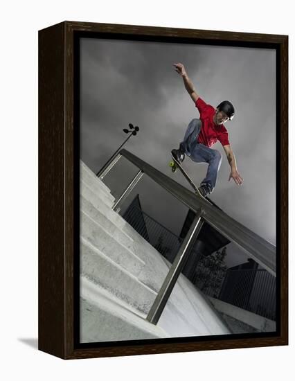 Skateboarder Performing Tricks-null-Framed Premier Image Canvas