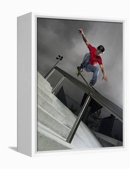 Skateboarder Performing Tricks-null-Framed Premier Image Canvas