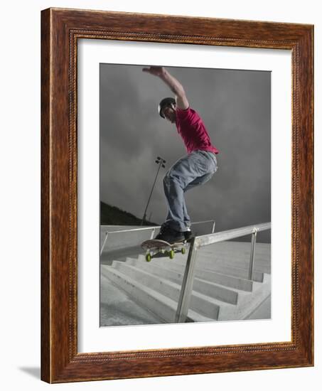 Skateboarder Performing Tricks-null-Framed Photographic Print